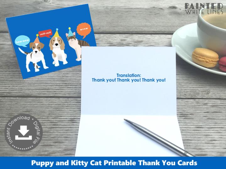 Cat and Dog Thank You Cards