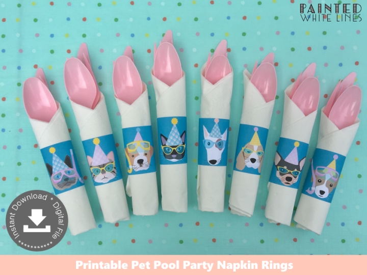 Doggy Paddle Pool Party Napkin Rings Printable