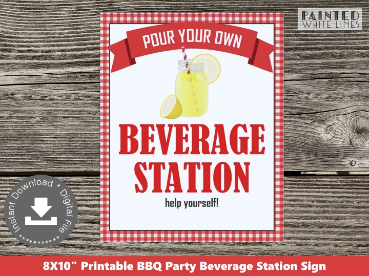 Beverage Station Signage BBQ Party