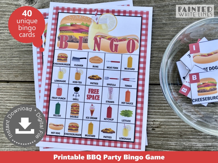 BBQ Bingo Game Printable Kids BBQ Party