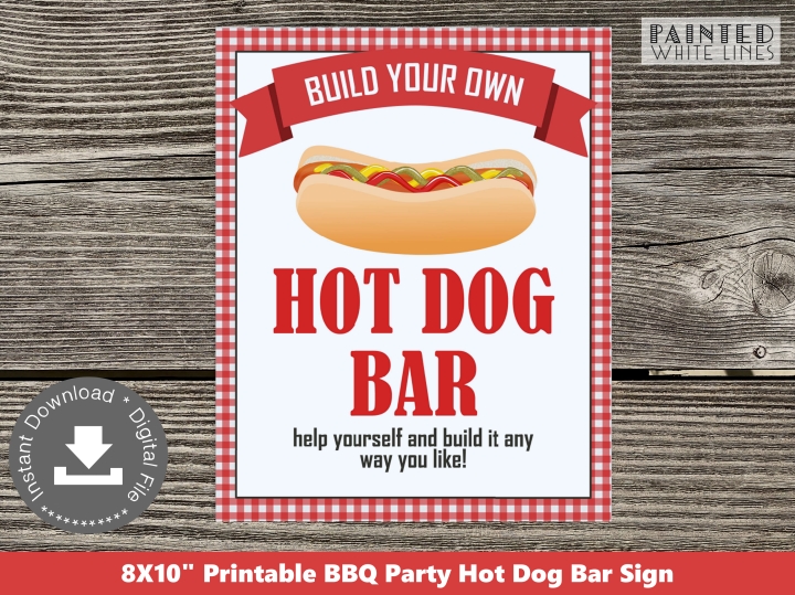 Hot Dog Bar Signage BBQ Party Printable