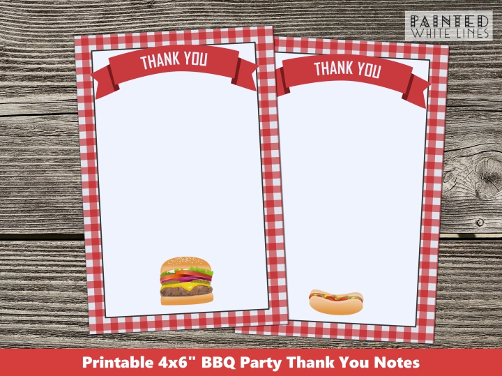 Printable BBQ Party Thank You Cards 