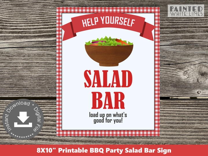 Salad Bar Sign BBQ Party Printable 