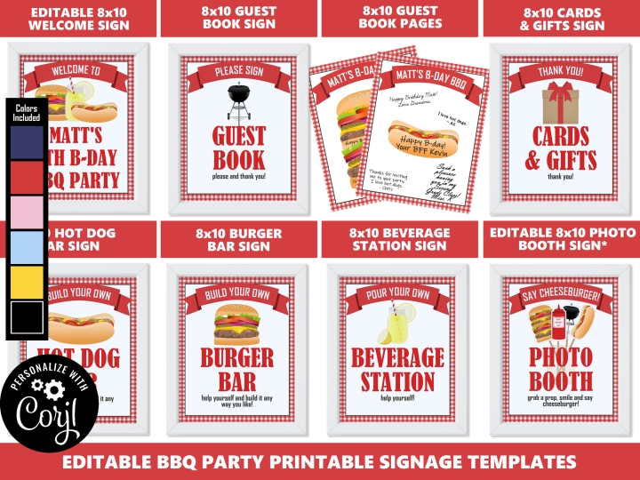 Editable BBQ Party Signage Welcome Sign