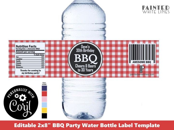 BBQ Water Bottle Wraps Template