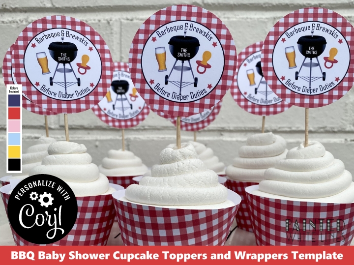 BaByQ Shower Cupcake Toppers Template