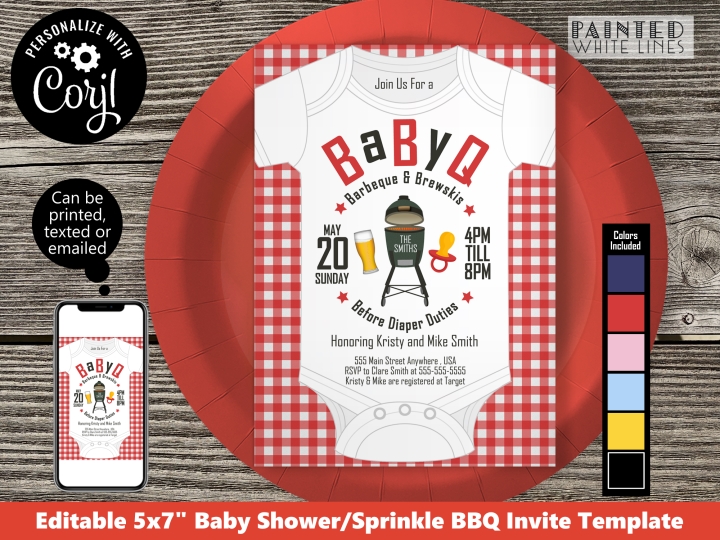 BaByQ invite bbq shower invitation