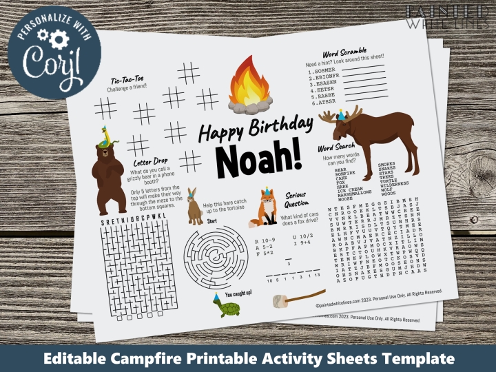Campfire Birthday Activity Sheet