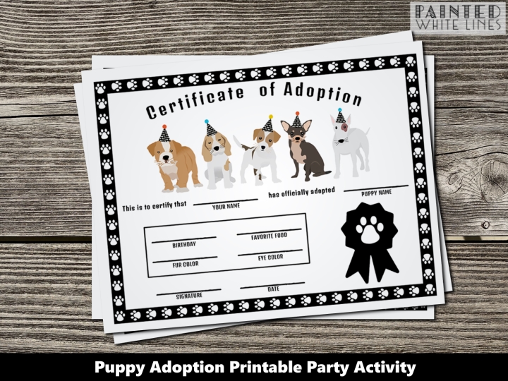 Printable Puppy Adoption Party Activity