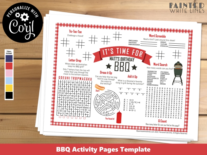 BBQ Party Activity Sheet Printable