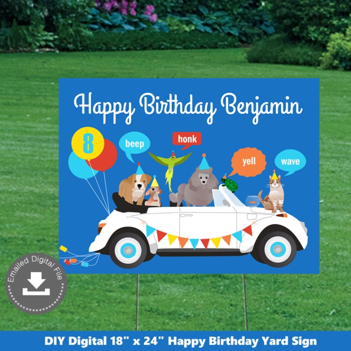 Dog and Cat Party Birthday Yard Sign 18x24