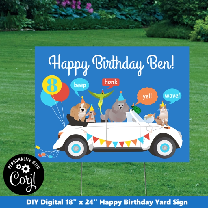 Dog and Cat Party Birthday Yard Sign 18x24