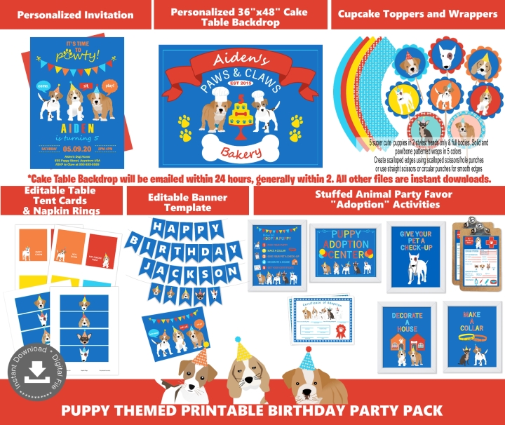 Boys Puppy Dog Theme Party Printables
