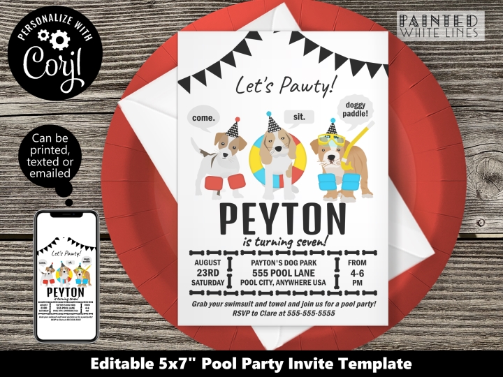 Boys Pool Party Birthday Invitation 