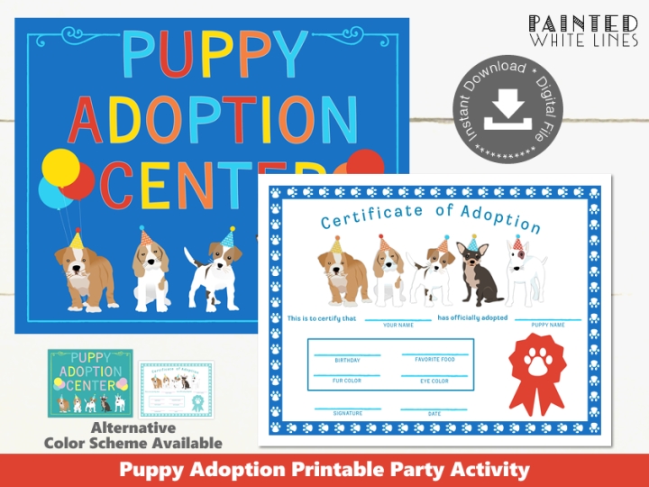 PRINTABLE PARTY SUPPLIES Printable Puppy Adoption Party Activity 