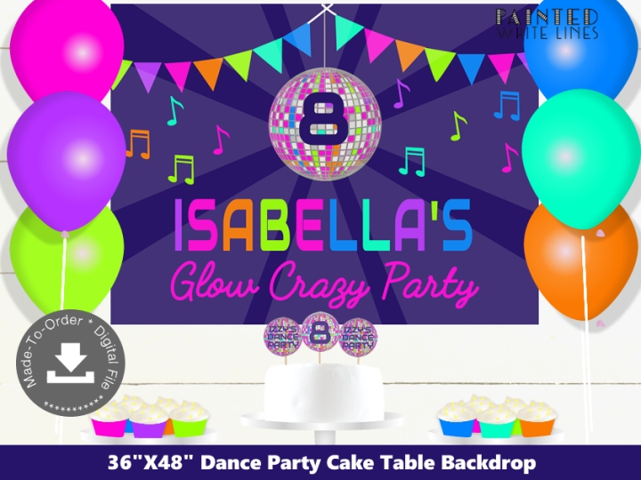 Dance Party Birthday Banner Glow Party