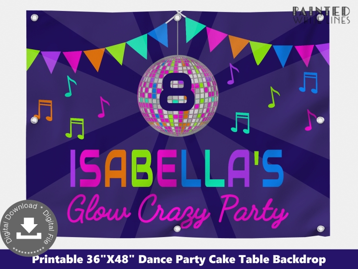 Dance Party Birthday Banner Glow Party