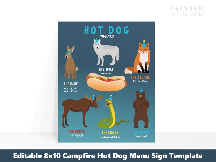 Campfire Hot Dog Bar Menu Sign Modern