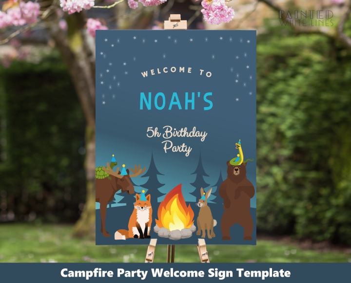 Birthday Campfire Party Sign Welcome