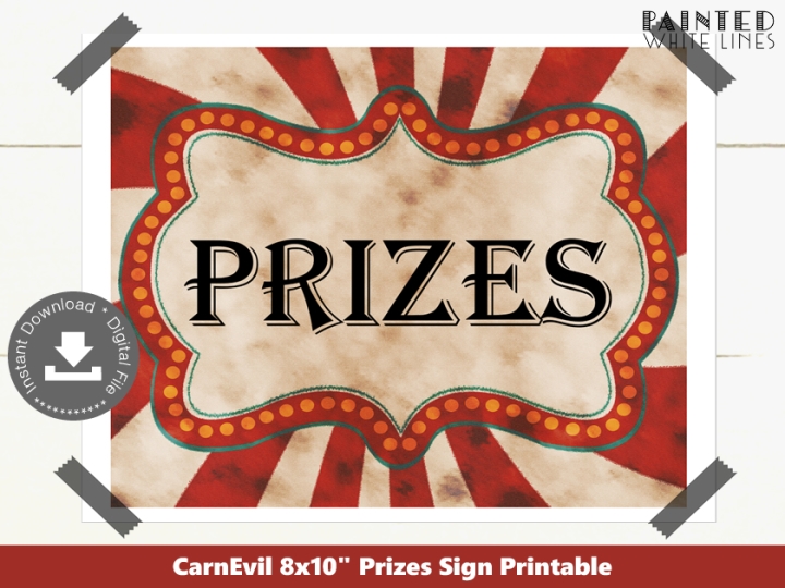 Halloween Carnival Game Prizes Sign