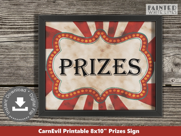 Halloween Carnival Game Prizes Sign