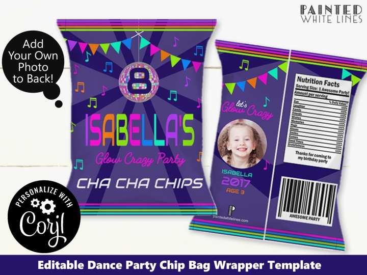 Dance Party Chip Bag Wrapper Template