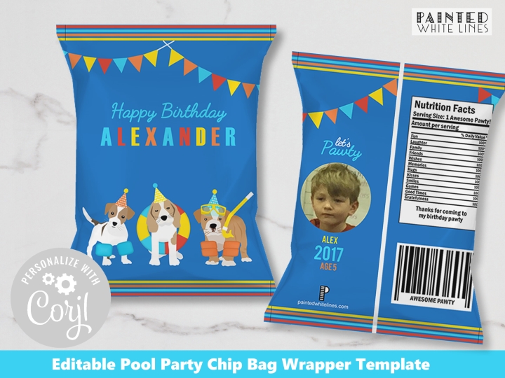 Pool Party Chip Bag Wrapper Template