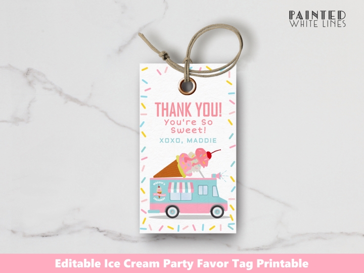 Ice Cream Party Favor Tag Template