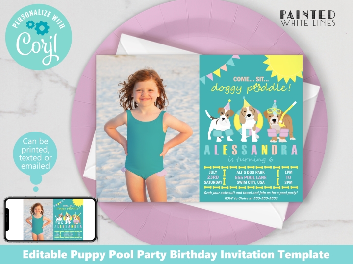 Pool Party Birthday Photo Invitation
