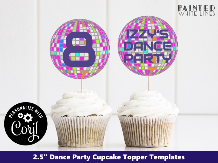 Dance Party Cupcake Topper Template