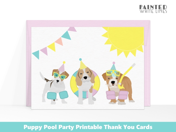 Doggy Paddle Pool Party Thank You Cards