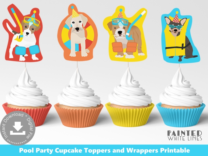 Printable Pool Party Cupcake Toppers 