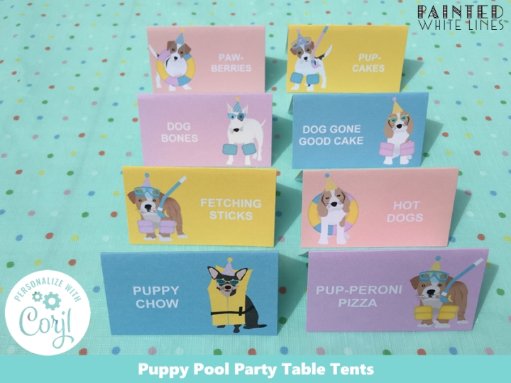 Doggy Paddle Pool Party Food Labels Template