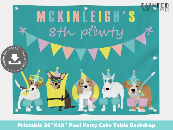 Personalized Doggy Paddle Pool Party Backdrop
