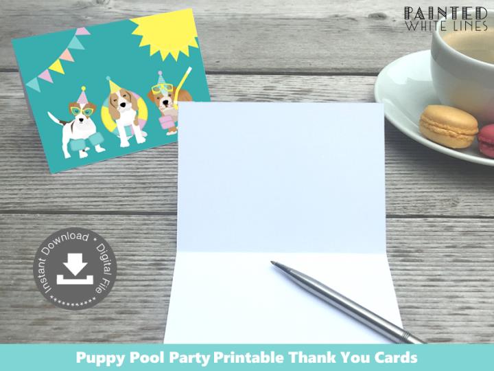 Doggy Paddle Pool Party Thank You Cards