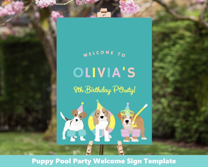 Puppy Party Welcome Sign Corjl Template