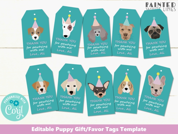Dog Party Printable Favor Tags