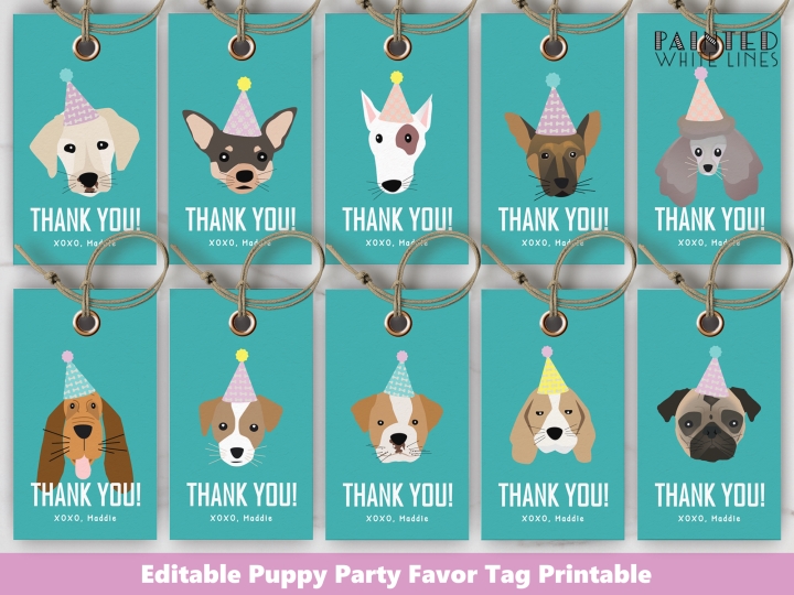 Dog Party Printable Favor Tags
