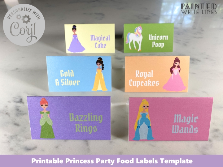 Princess Party Food Labels