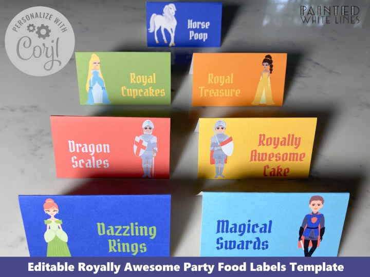 Royally Awesome Princess Knight Party Food Labels