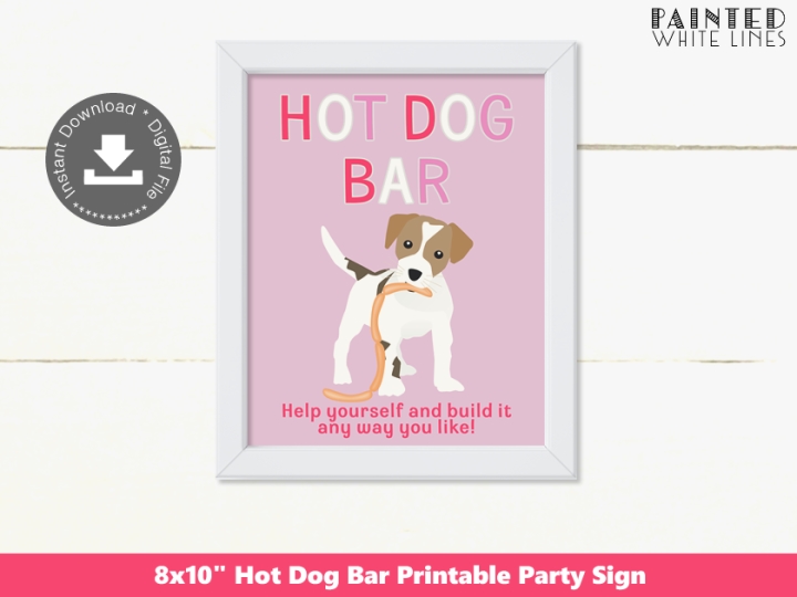 Puppy Party Hot Dog Bar Sign Hotdog
