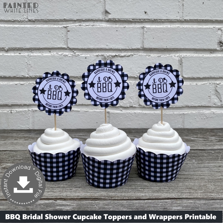 I Do BBQ Cupcake Toppers and Wrappers Printable