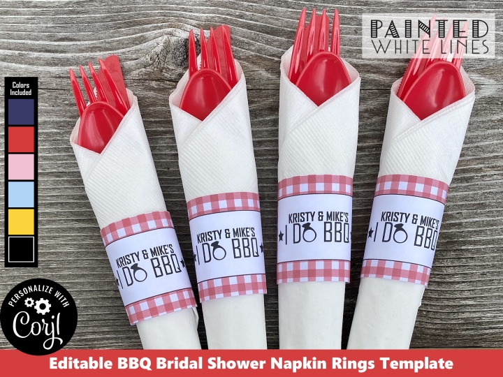 BBQ Bridal Shower Napkin Ring Template