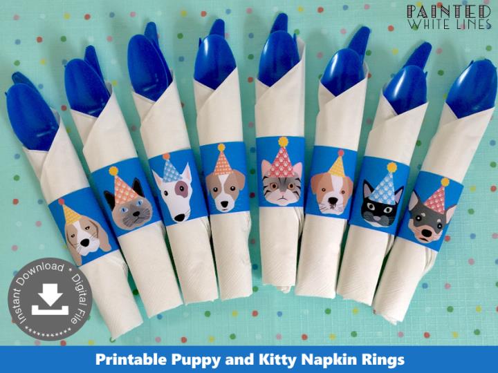 Puppy and Kitty Cat Napkin Rings