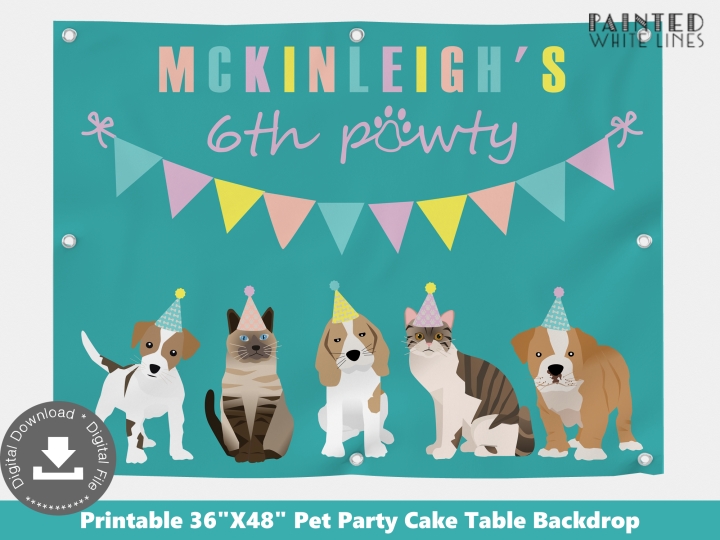Personalized Cat and Dog Party Backdrop