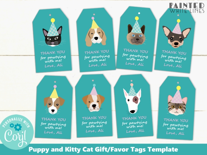 Pet Adoption Party Editable Favor Tags Template