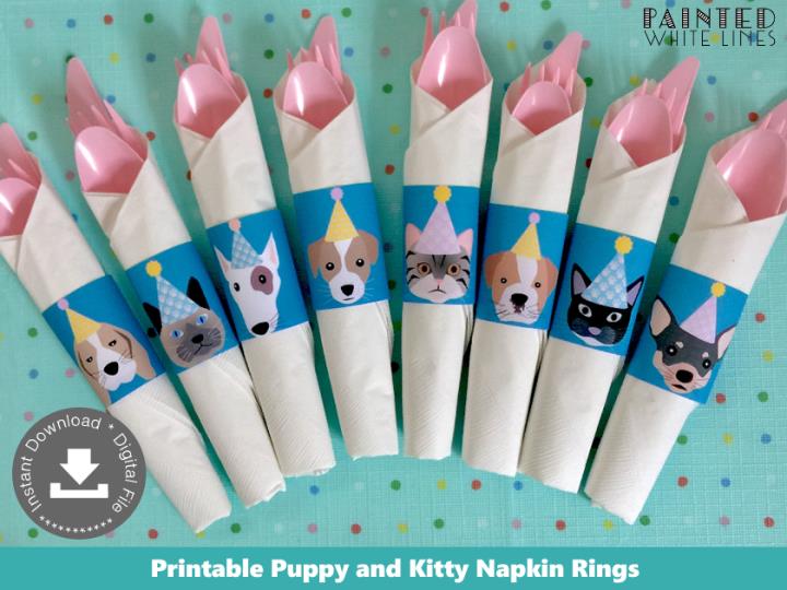 Puppy and Kitty Cat Napkin Rings