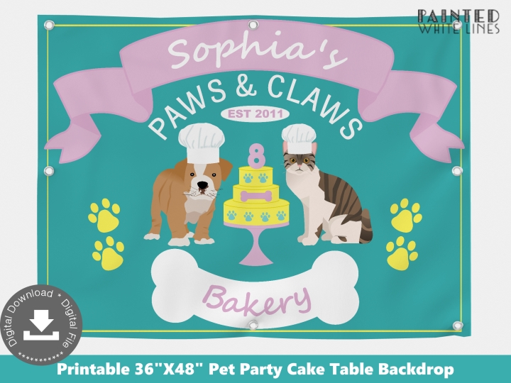 Personalized Puppy Dog and Kitty Cat Party Backdrop