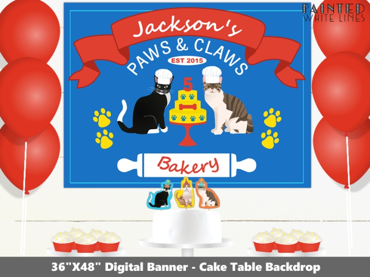 Personalized Kitty Cat Bakery Party Backdrop