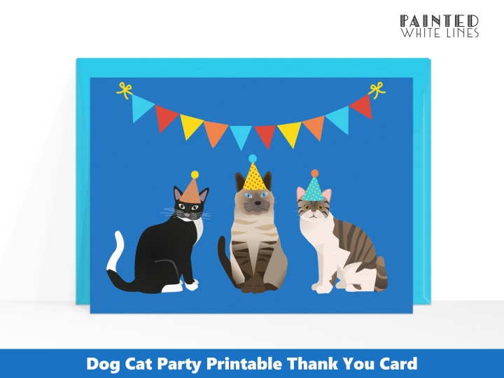 Cat Thank You Cards Instant Download 
